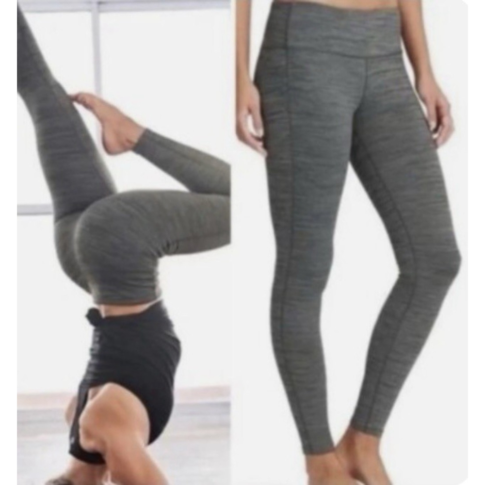 Athleta Chaturanga‎ Leggings Women Size Small Tall Gray 7/8 Length Yoga Gym EUC